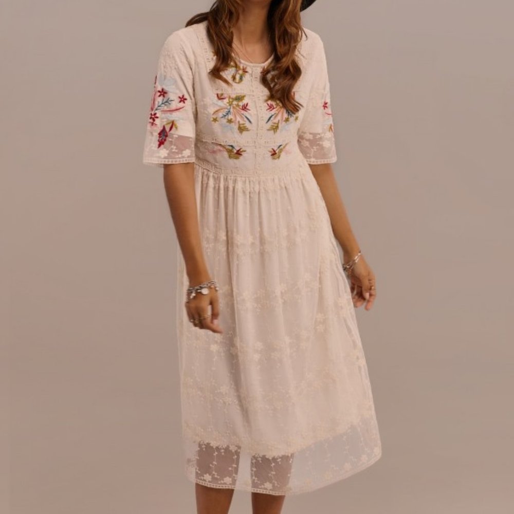 Petallush Floral Embroidered Dress - Medium